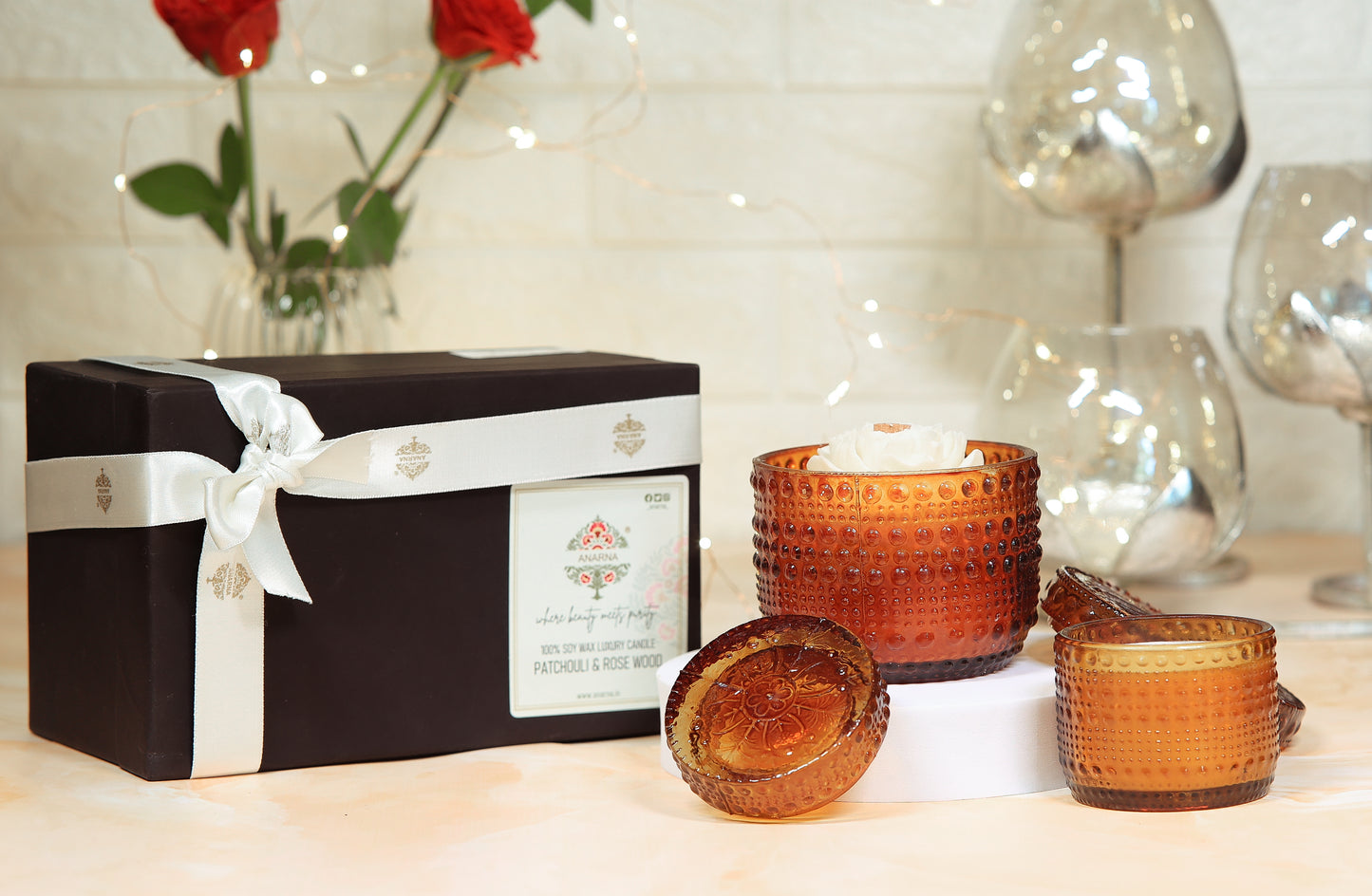 Patchouli & Rosewood Glass Candle Set