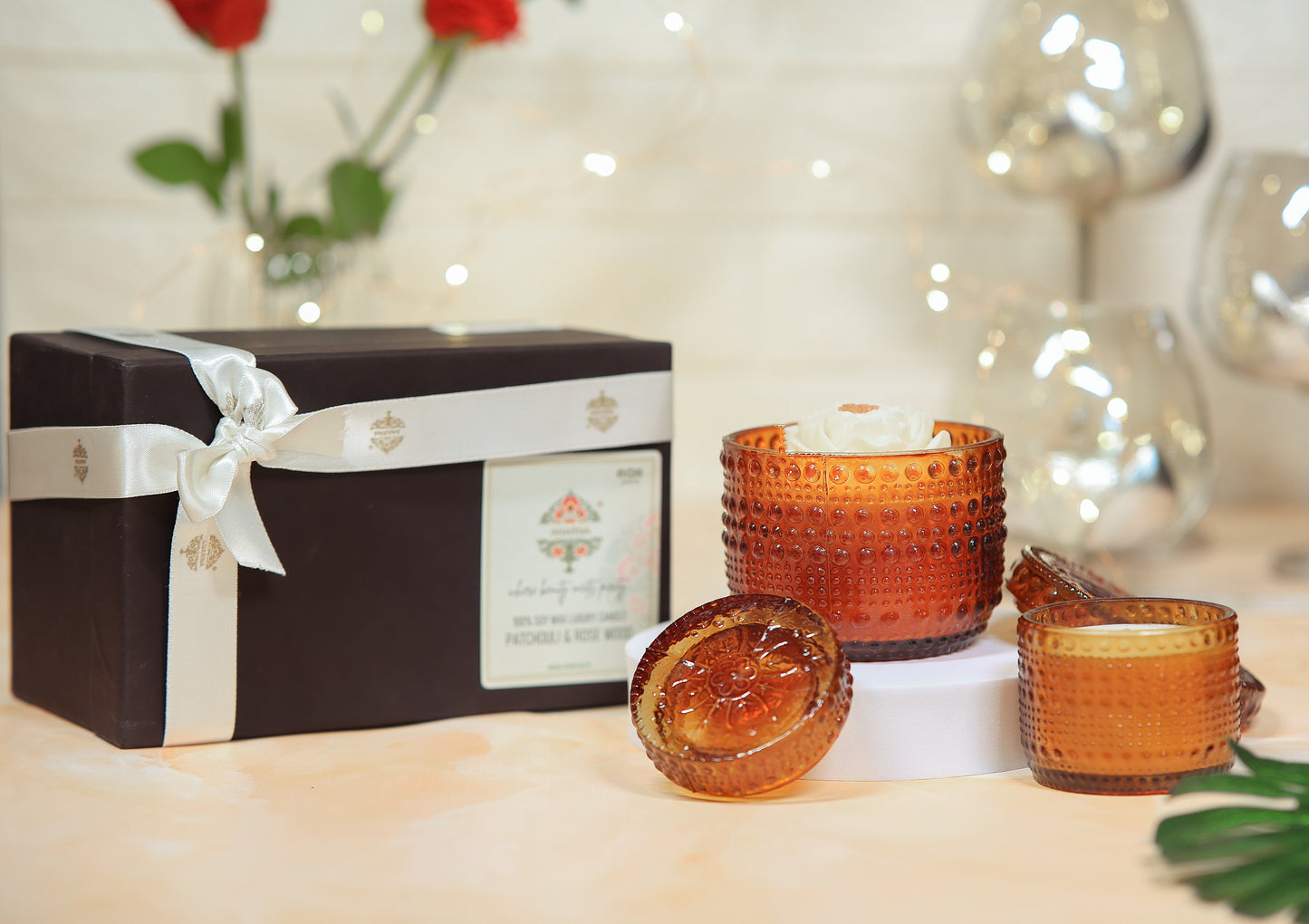 Patchouli & Rosewood Glass Candle Set