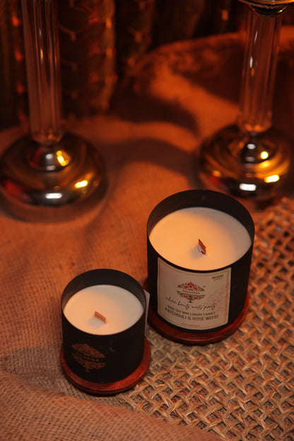 Patchouli & Rosewood Metal Candle Set