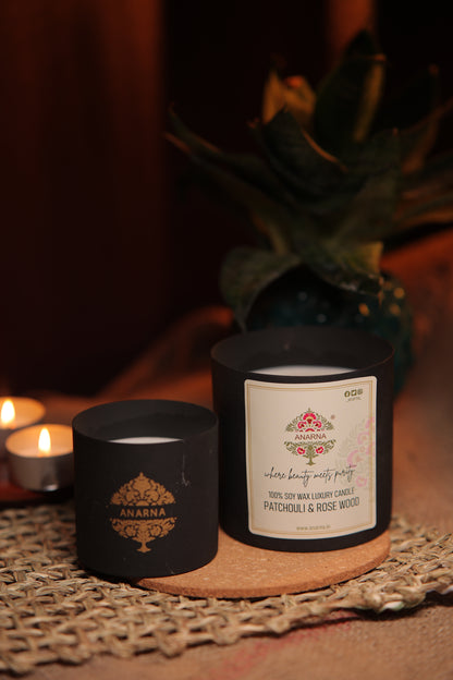 Patchouli & Rosewood Metal Candle Set