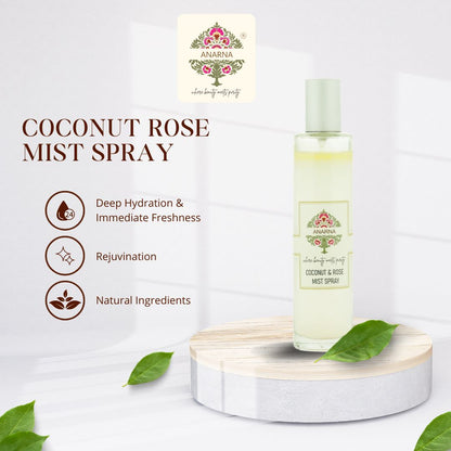 Coconut Rose Mist Spray | Immediate Freshness | Hydration | Non Greasy